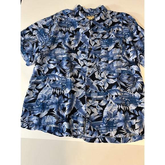Panama Jack Other - Panama Jack‎ Vintage Hawaiian Shirt Floral Car Print Camp Beach Blue XXL/XXG